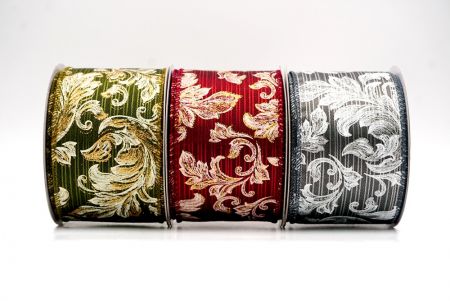 Elegant Baroque Floral Metallic Wired Ribbon - Elegant Baroque Floral Metallic Wired Ribbon